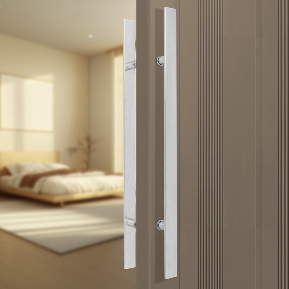 Double Sided Stainless Steel Door Handle Pair Pull Push Sliding Barn Door Handle