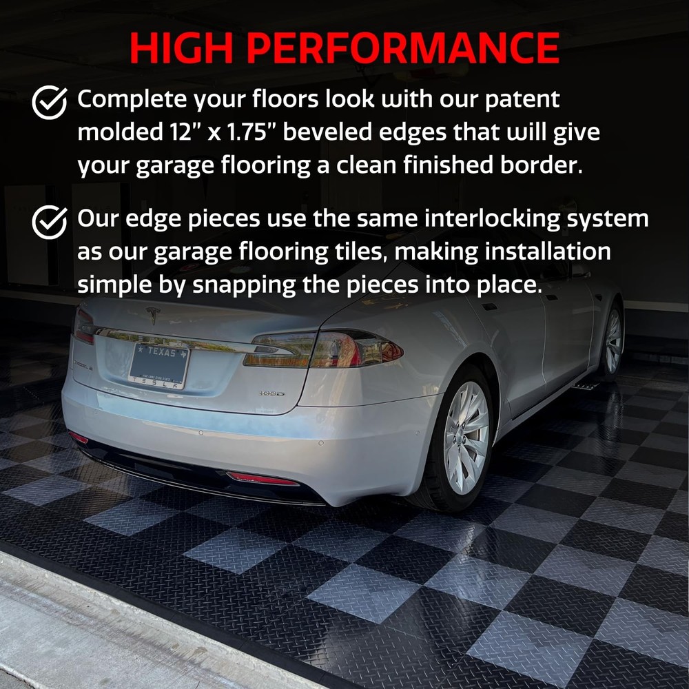 Garage Floor Transition Edge, Interlocking Modular Garage Floor Edging with R...