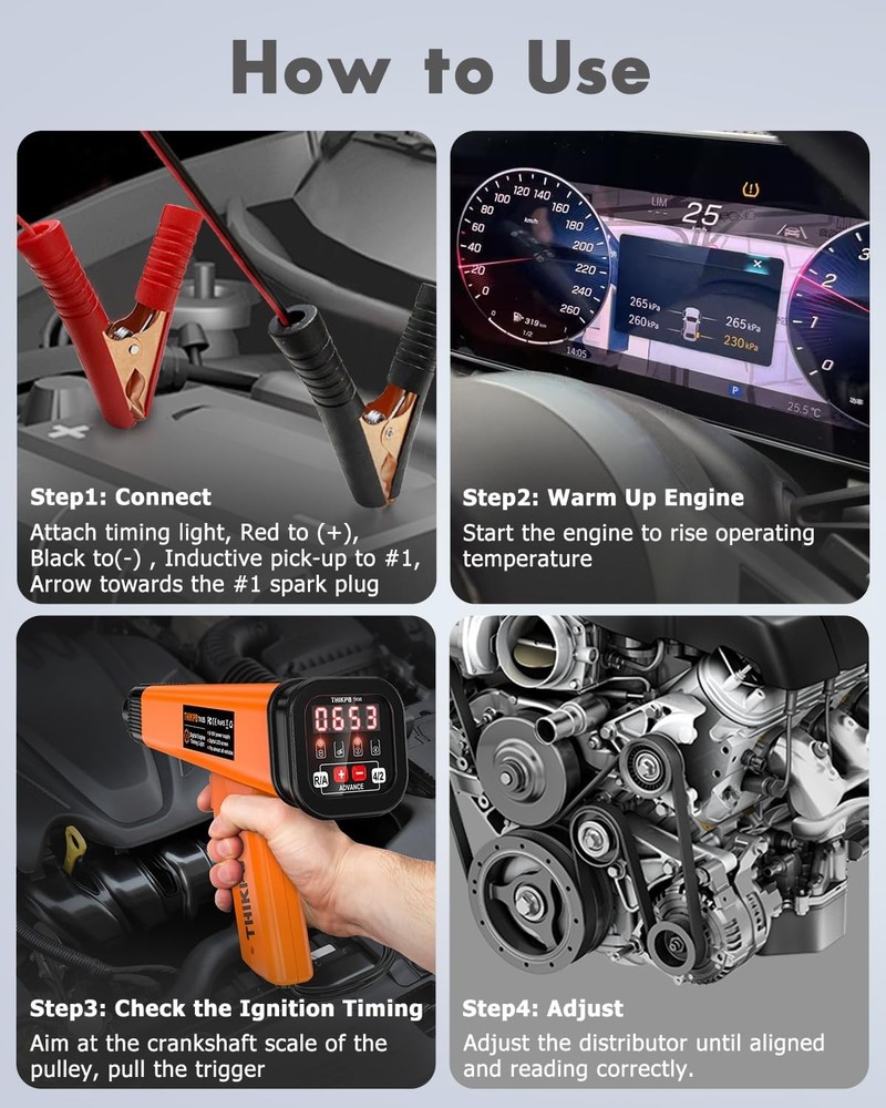 Digital Automotive Timing Light 12V, Inductive Ignition Orange