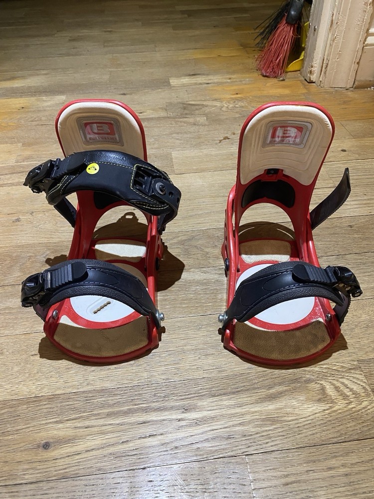 Burton Red And White Custom Snowboard Bindings Size Small
