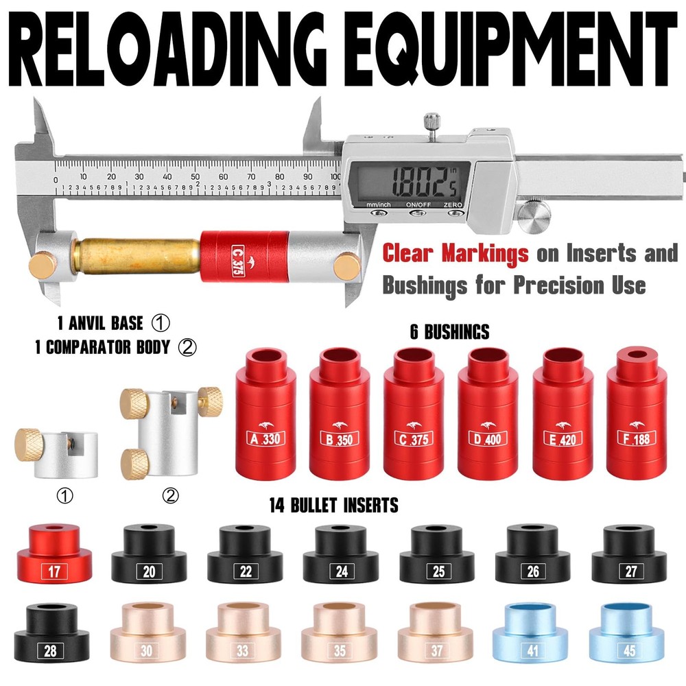 HAWKHONOR Bullet and Headspace 22pcs Comparator Kit