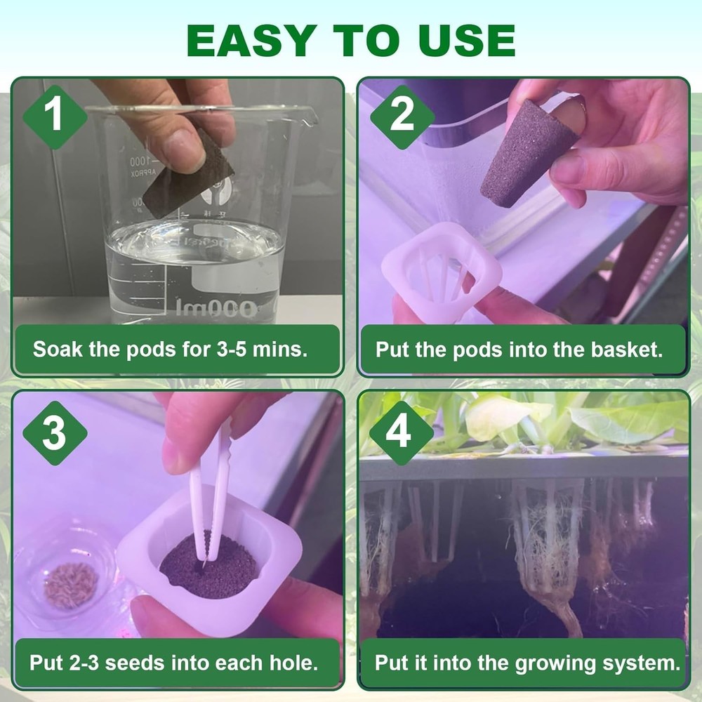 Hydroponic Grow Sponges 50 Pack Biodegradable Coconut Shell Seed Starter
