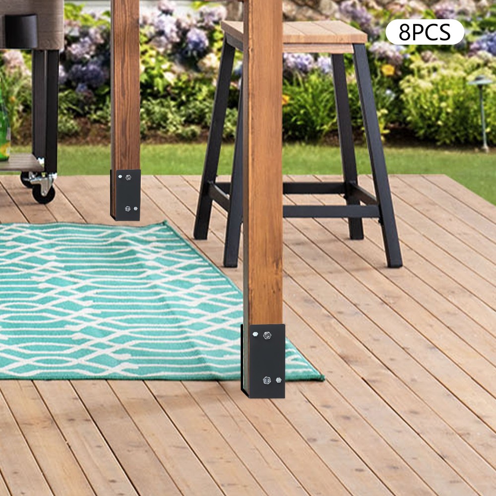 8Pcs Post Base Holders Multi-Functional U-Shape Concrete Foundation Fence Set