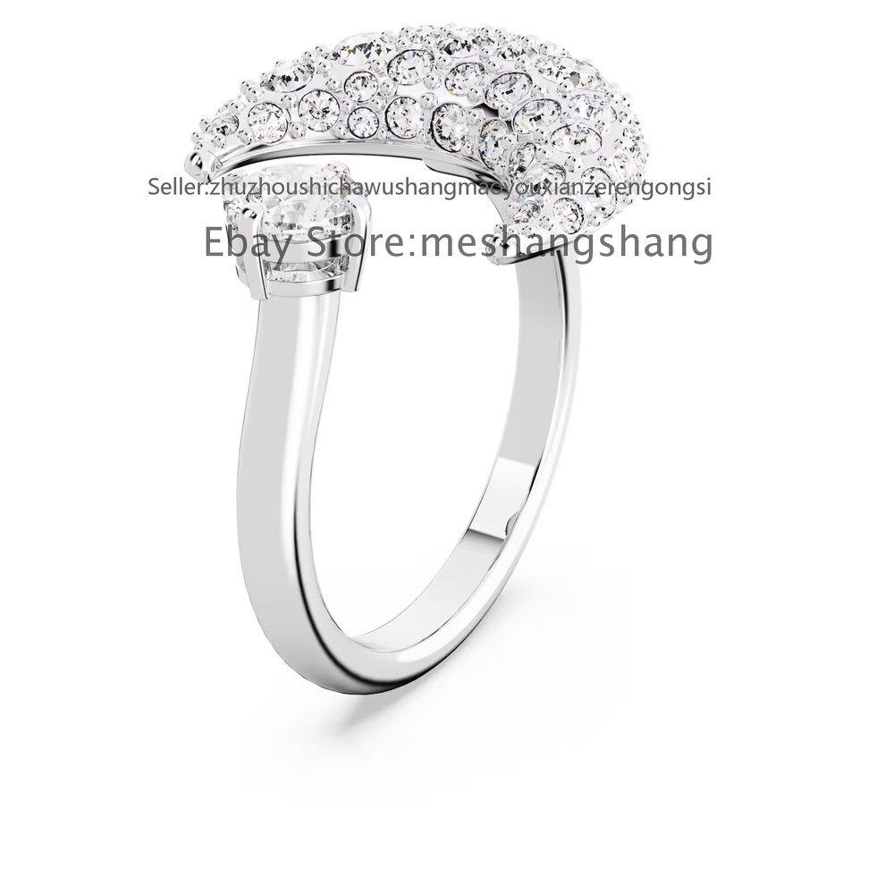 New Sublima open ring Moon, White, Rhodium plated