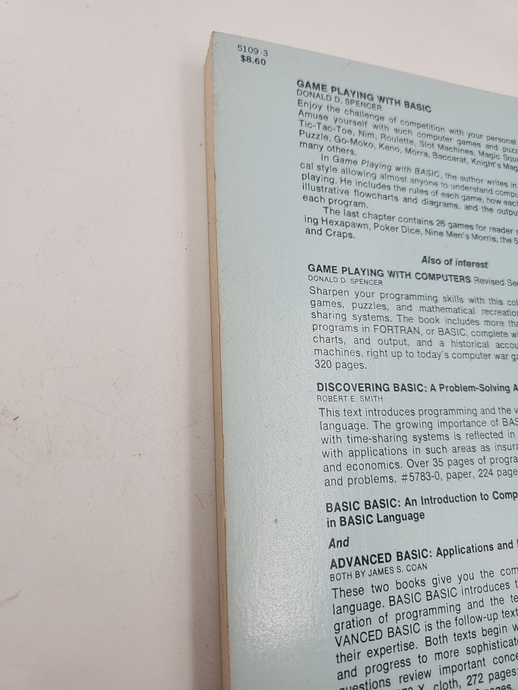 Vintage “Game Playing with BASIC” Donald D. Spencer (1977)