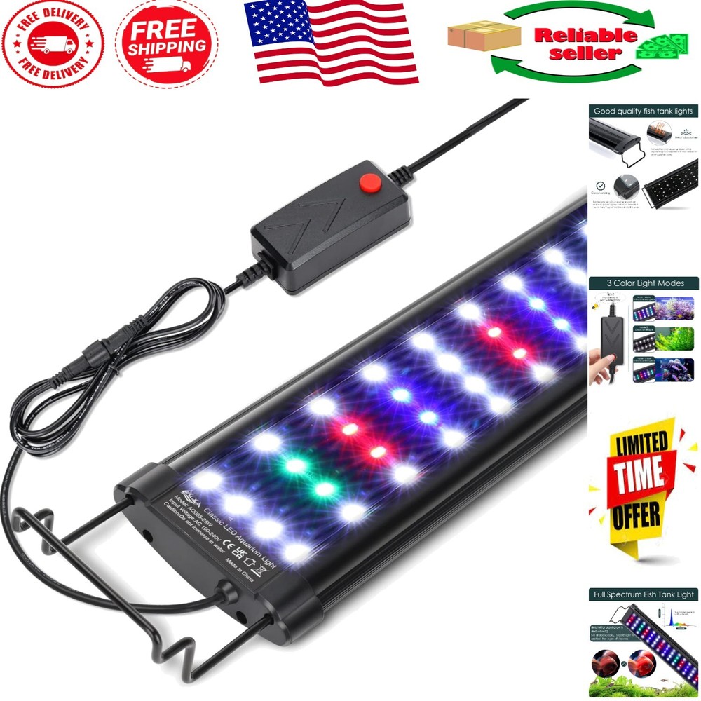 High-Definition 1055 Lumen Aquarium LED Light, 3 Color Modes, Adjustable Size
