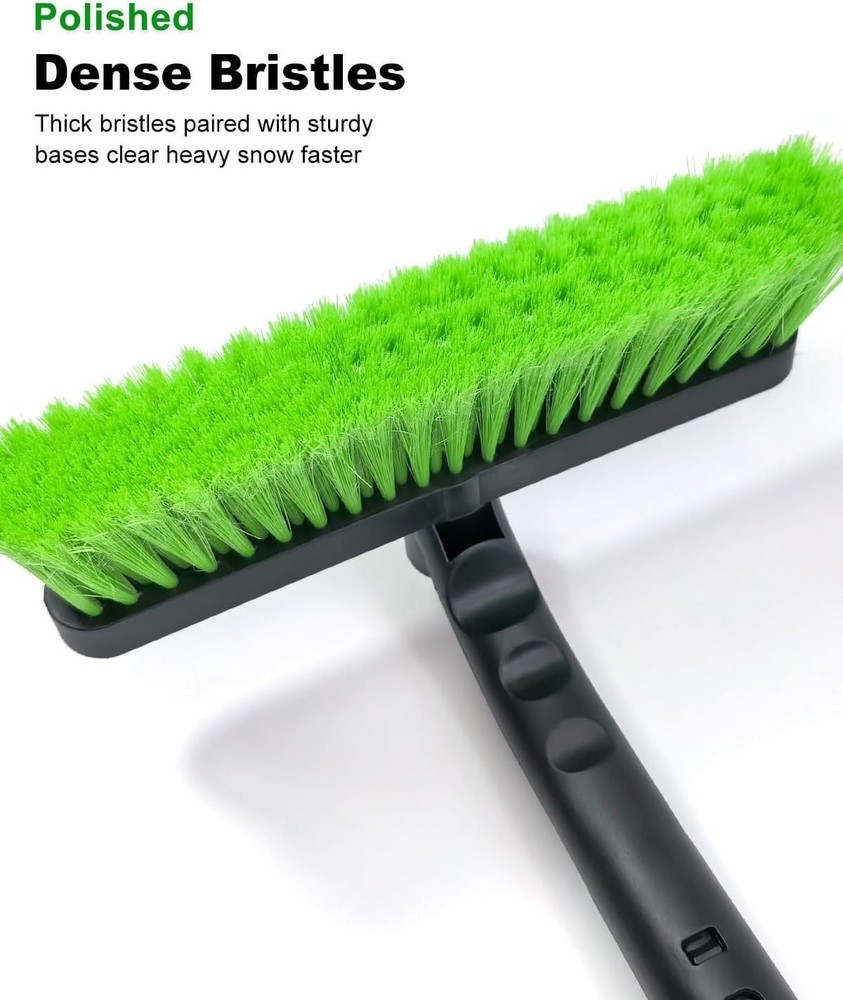 Extendable Snow Brush Ice Scraper Car Windshield Green Rotatable Foam Grip
