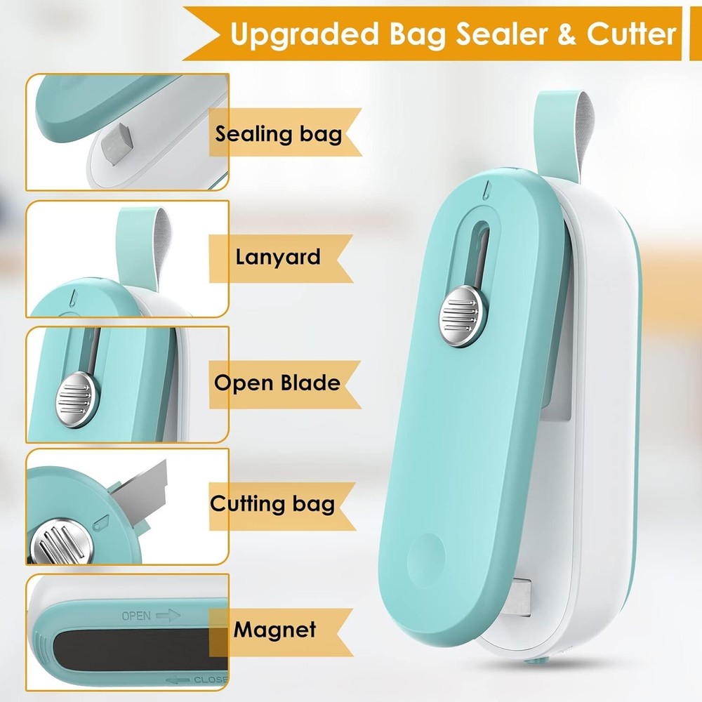 Battery-Powered Mini Sealer & Cutter - No Preheating Needed for Freshness