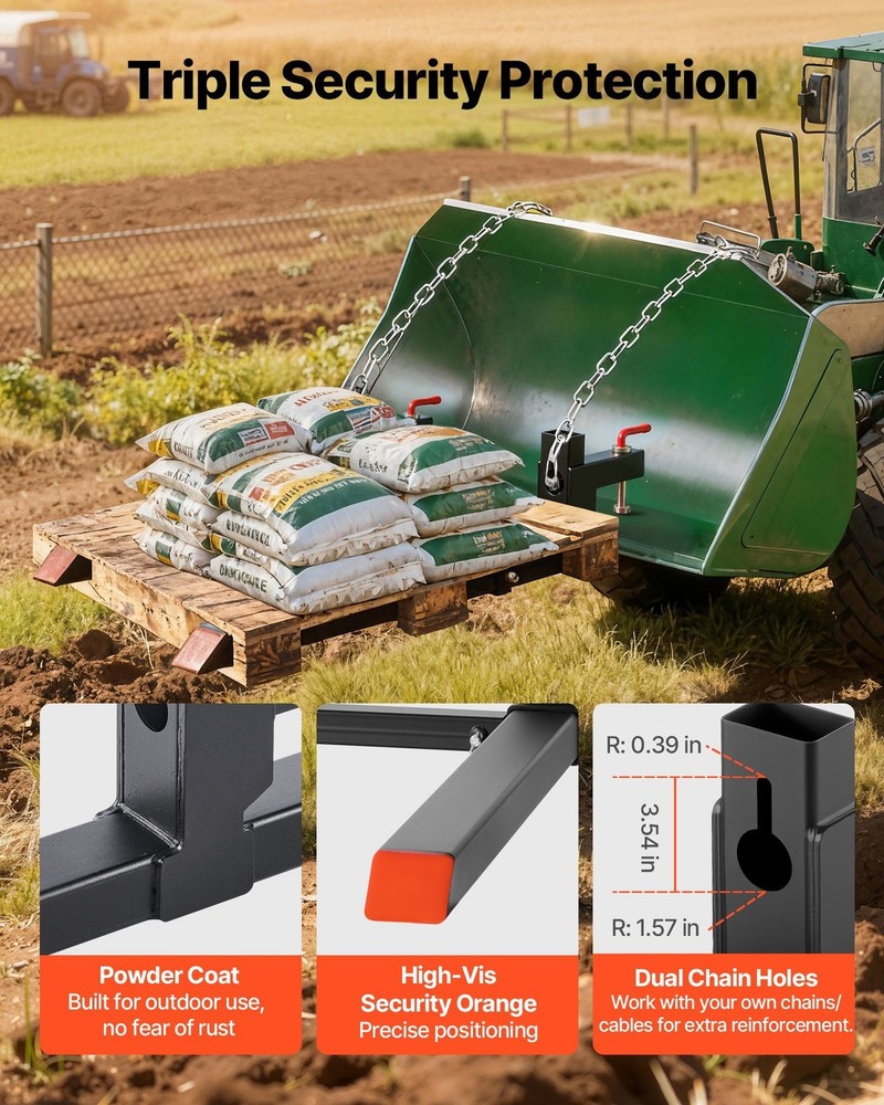 2000lb Clamp On Pallet Forks 43Inch Adjustable Stabilizer for Tractor