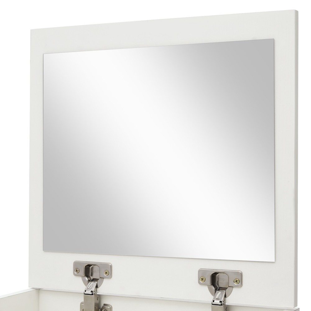 Vanity Table With Mirror, Compact Makeup Vanity W/ Storage Compartments & Stool