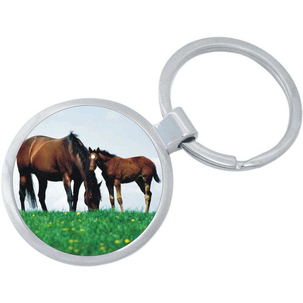 Brown Horses Keychain - Includes 1.25 Inch Loop for Keys or Backpack