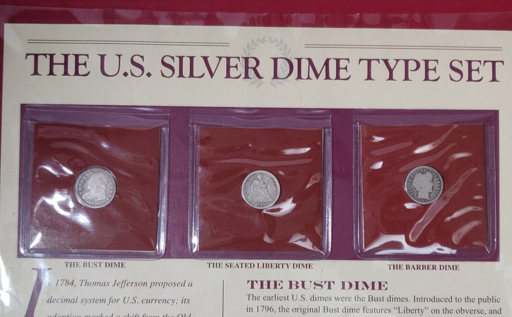 THE US SILVER DIME TYPE SET BRADFORD EXCHANGE US MINT