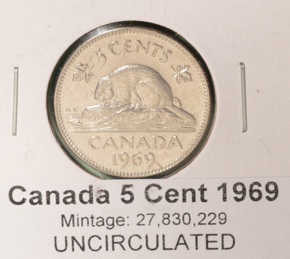 1969 Canada 5 Cent - UNCIRCULATED from Mint Roll 🇨🇦