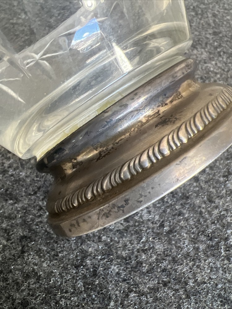 Vintage Sterling Silver & Crystal Candy Nut Dish !!