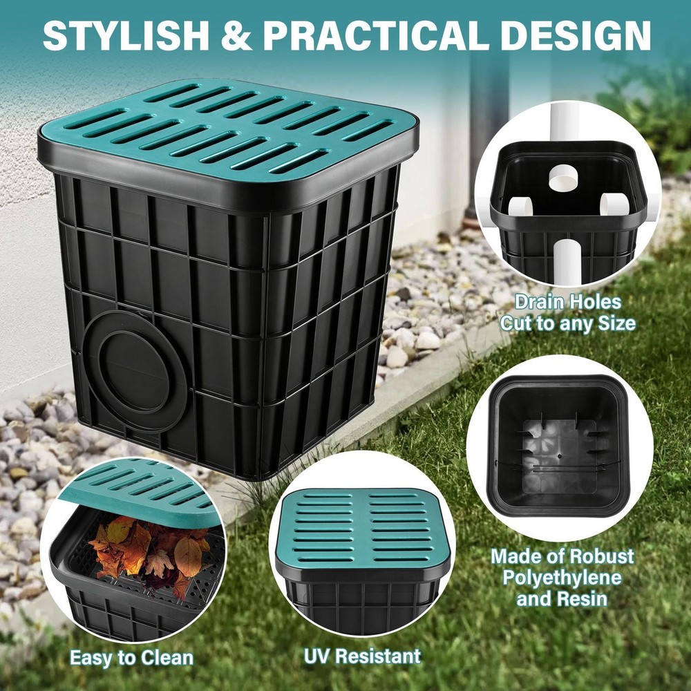 16in Catch Basin with Fiber Glass Grate,Catch Basin for Drainage Debris Basket