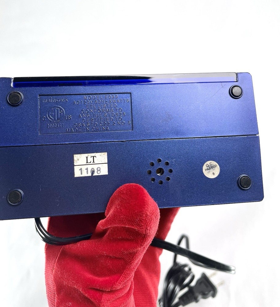 Alarm Clock Mainstay Blue Model E099 Tested