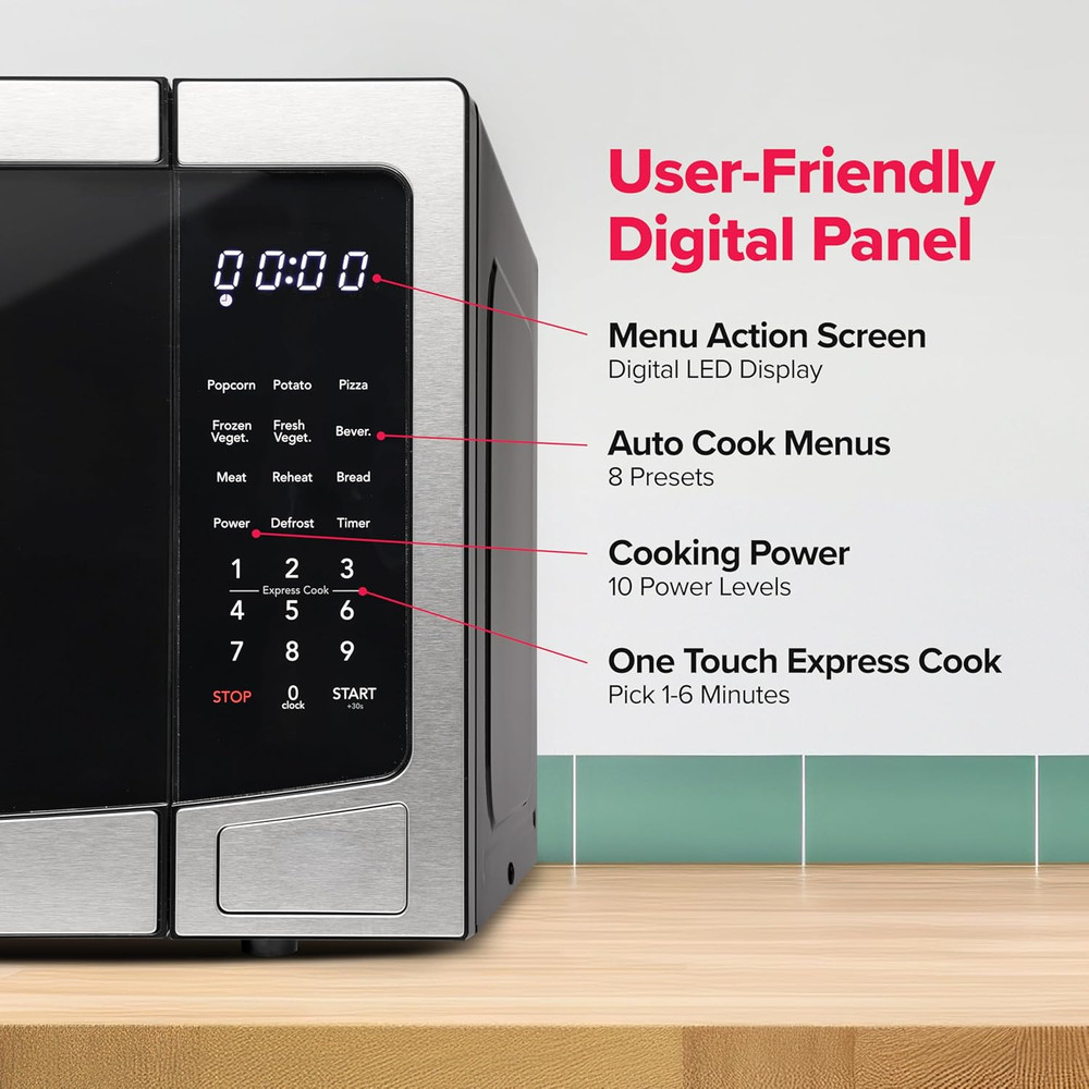 Stainless Steel Microwave Oven, Multi Function, Programmable, 1.1 Cu Ft 1000-Wat