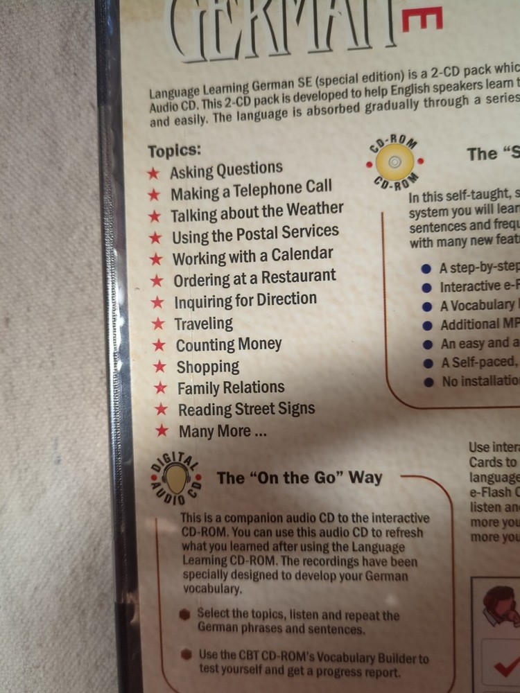 Laser Publishing Language Learning Series System: German for PC, Mac