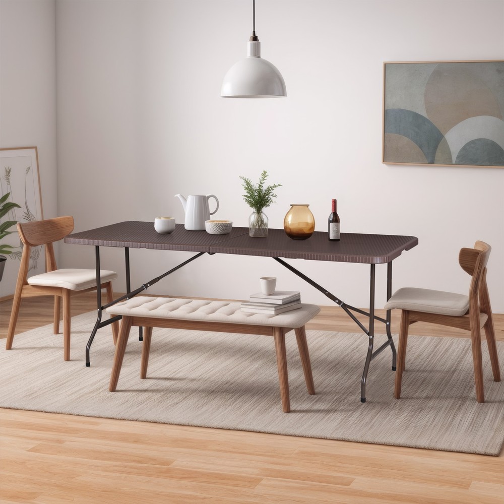 6ft Folding Table with Handle & Safety Locks - Portable Picnic & Camping Table