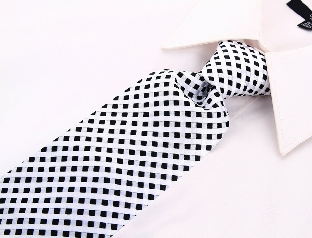 Scott Allan Men's Black & White Checkered Necktie