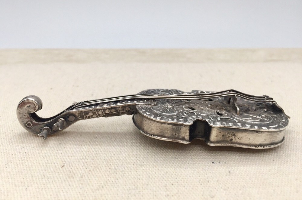 Antique 800 Silver ~ MINIATURE VIOLIN ~ 4" Long
