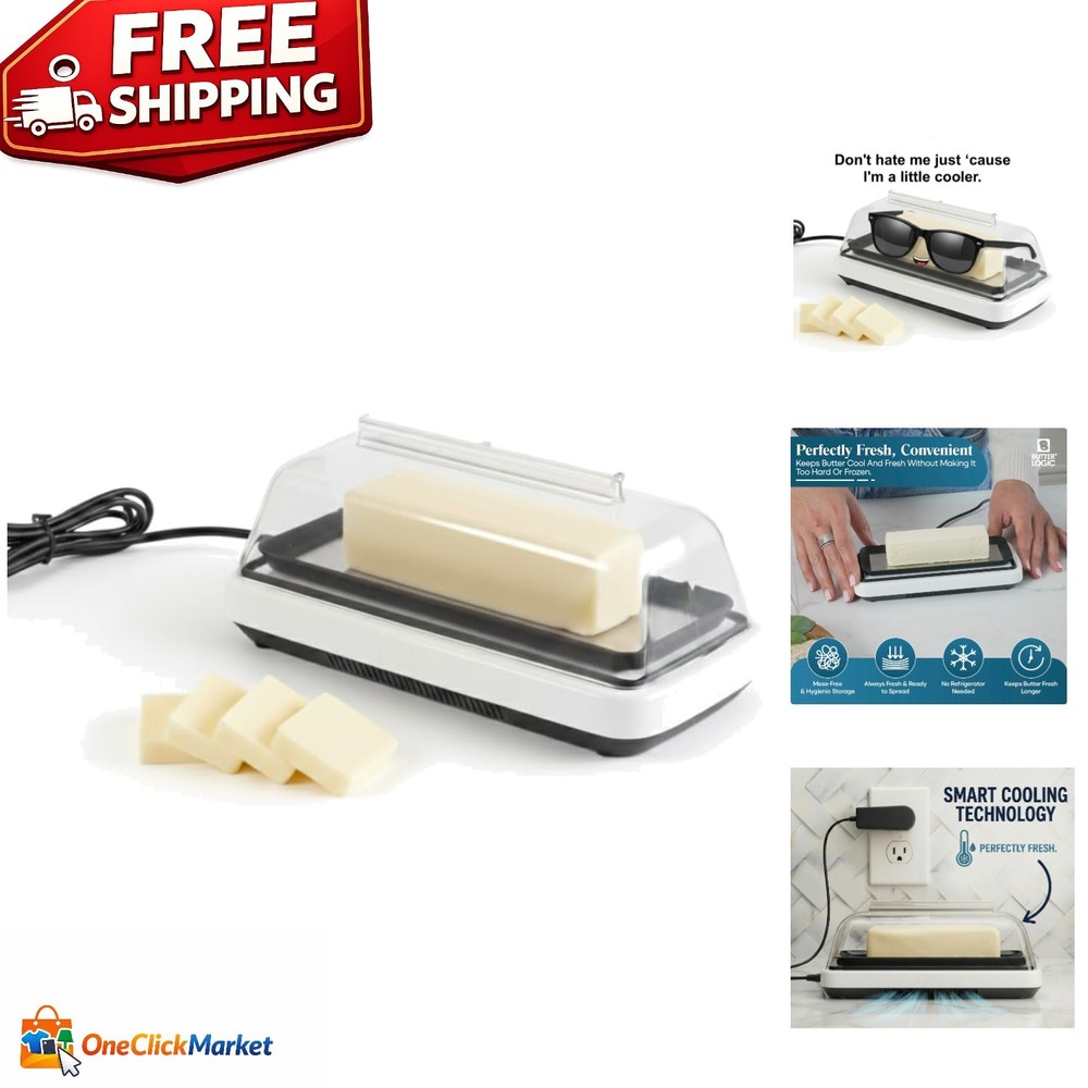 Elegant Smart Butter Dish with Cooling System - Keeps Spreadable Freshness