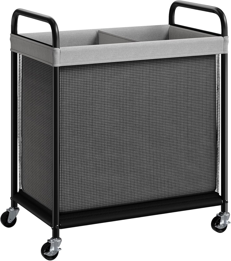Laundry Hamper 3 Section 120L Rolling Laundry Sorter W/ Removable Liner Bag