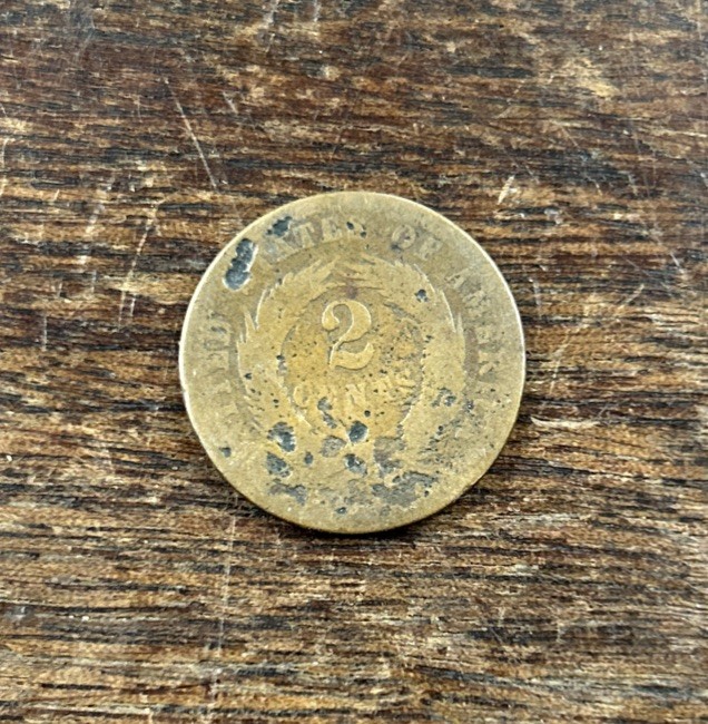 1865 Two Cent Piece Circulated Condition