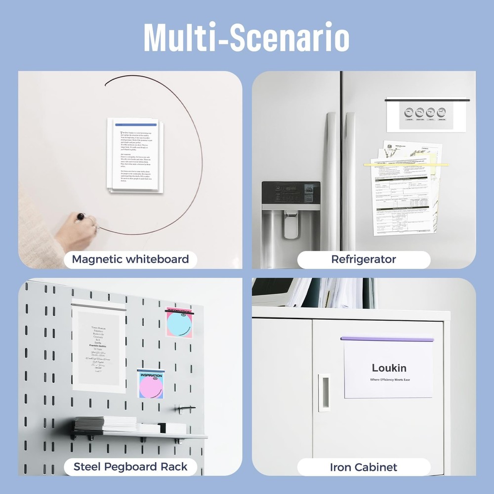 4 pcs Rectangular Magnets, Colorful Fridge Plastic Strips Embedded Magnets, D...