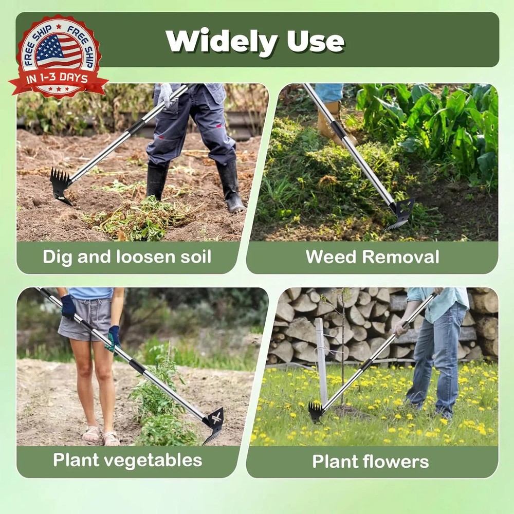 NICOFPHY Weed Puller Tool with Long Handle - 60" Manual Weeder Remover Tool, 2 i