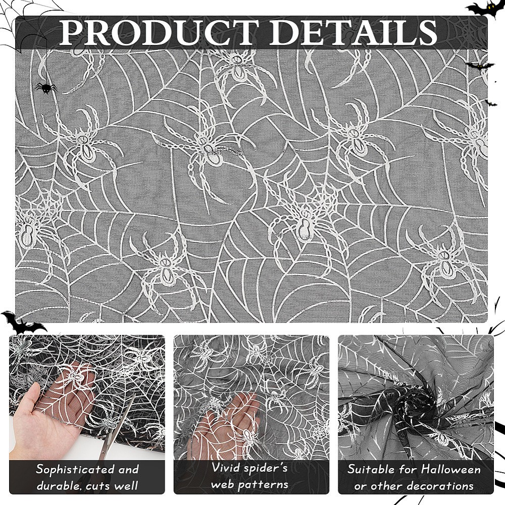 2.19yards/2m Spider Pattern Polyester Fabric for Garment Accessories Black