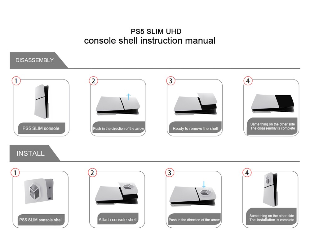 Protective Case Upper Cover Shell for PS5 Slim Disc Version Console Replacement