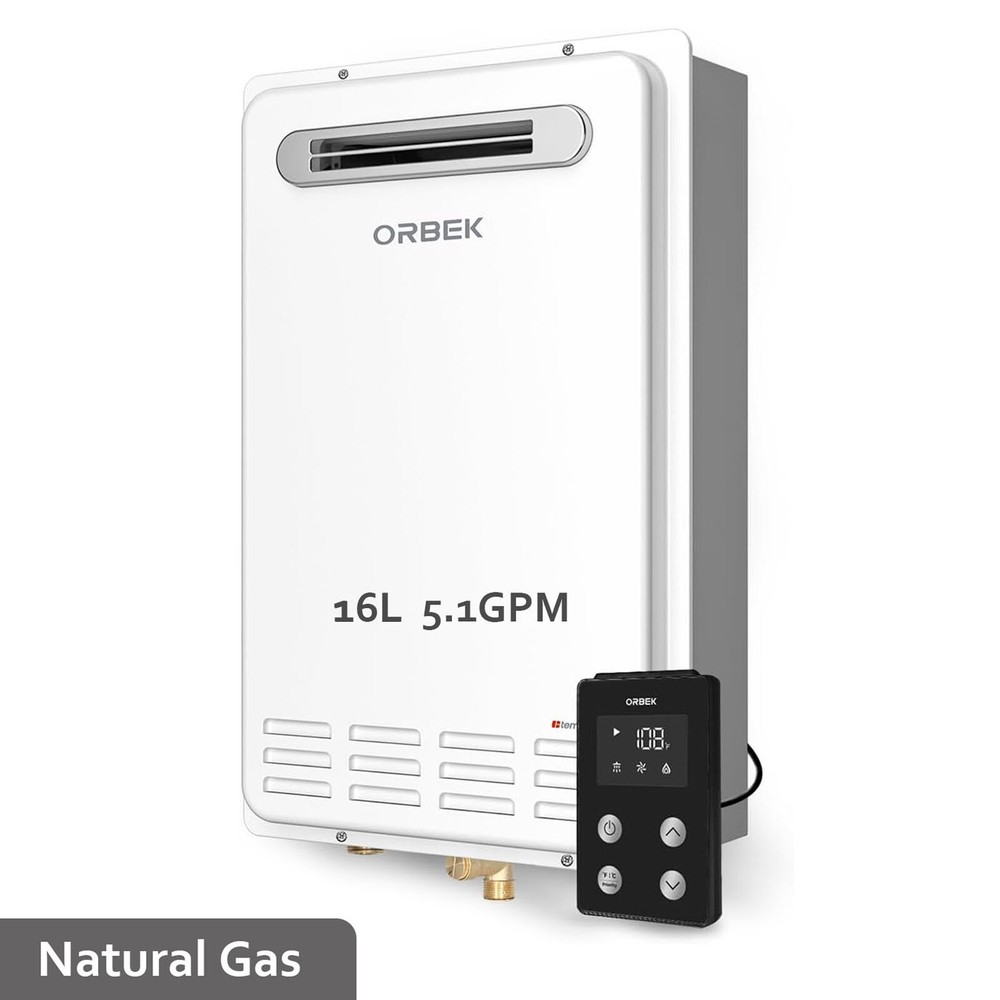 Orbek Outdoor Tankless Water Heater Natural Gas 5.1GPM 120,000 BTU Instant Hot