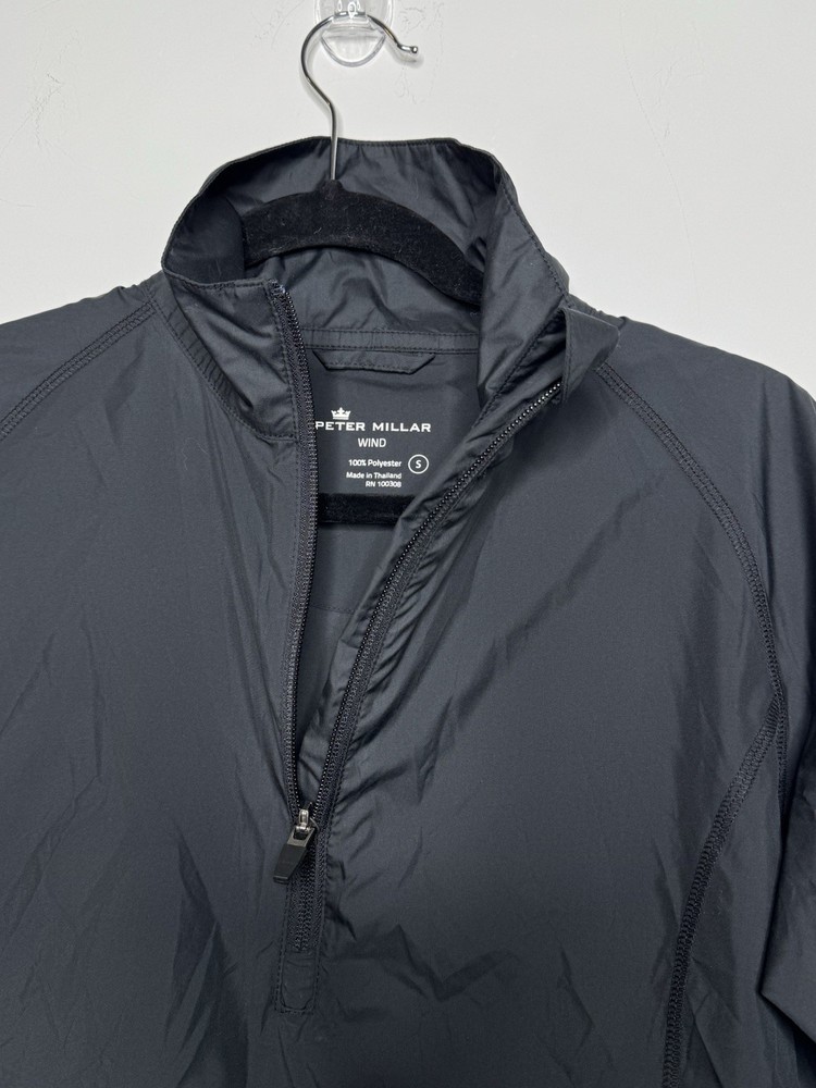 Peter Millar Size Small Black Windbreaker Quarter Zip Golf Pullover Light Jacket