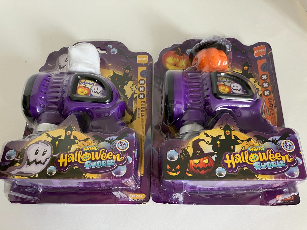 2 Pack Halloween Bubble Guns for Kids- Pumpkin & Ghost Bubble Machine