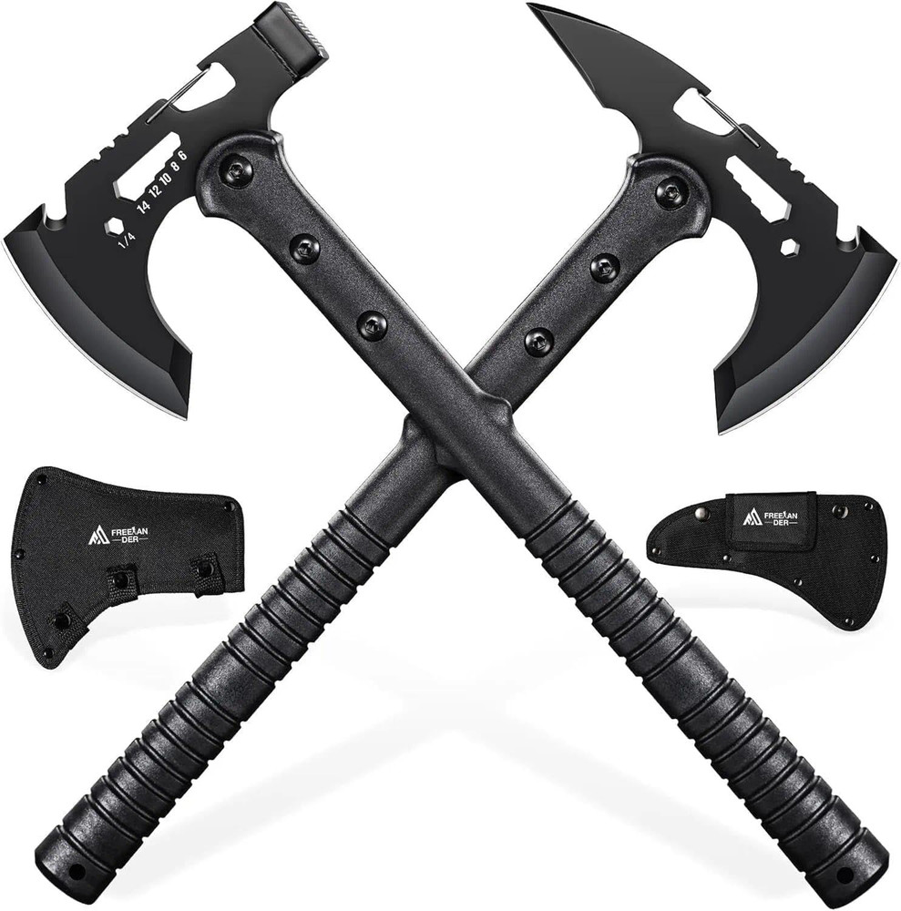 Freelander Tactical Axe 2 Pack, Sharp Tomahawk with Sheath, Portable Tomahawk wi