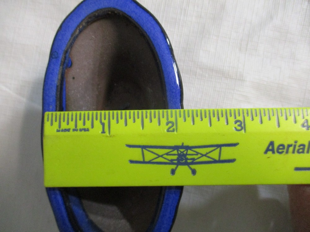 Miniature Oval Blue Pottery Footed Planter - 2.25" tall