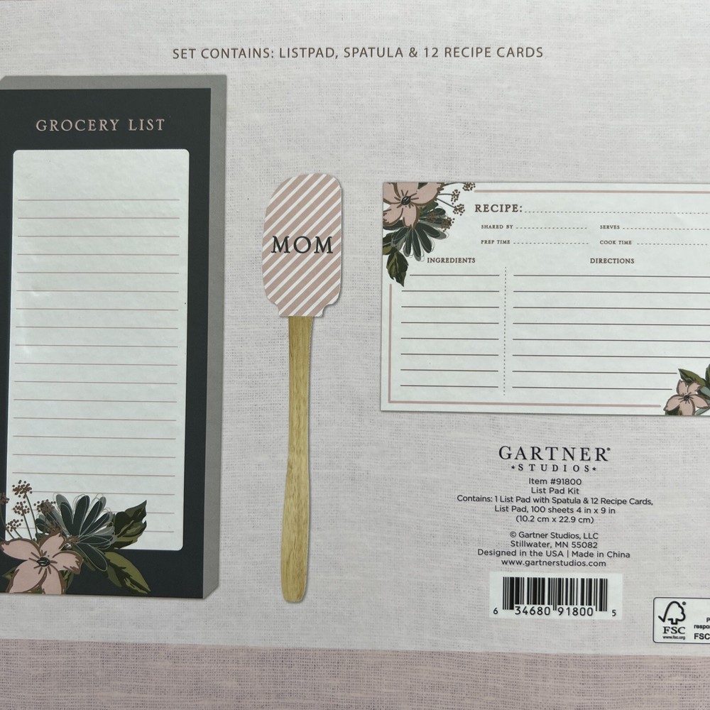 Gartner Studios List Pad, Spatula And Recipe Card Kit