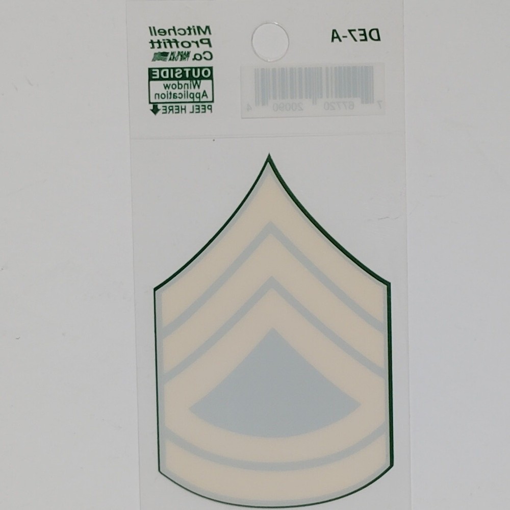 Army SFC-SP7 Sergeant E-7 Window Decal – 2" x 3" Adhesive Back, DE7-A