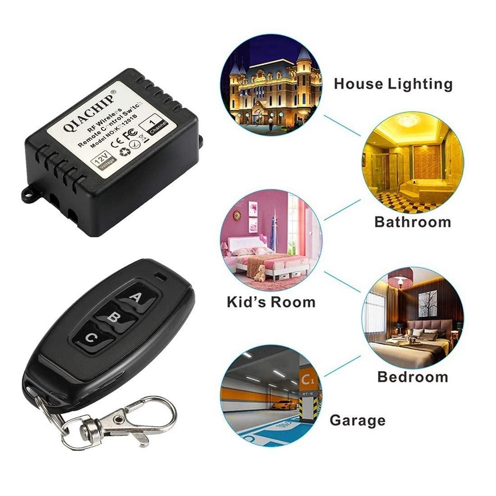 433MHz RF Wireless Light Switch Relay 12V Transmitter Receiver