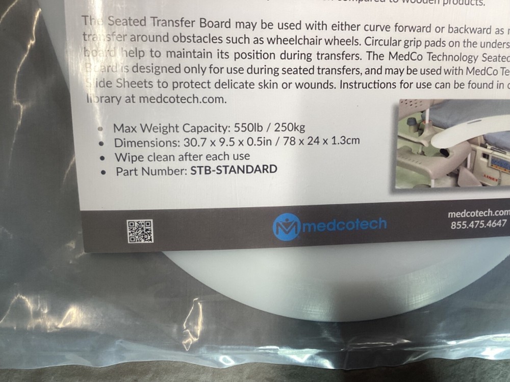 MedCo Technologies Premium Seated Slide Transfer Board STB-STANDARD White
