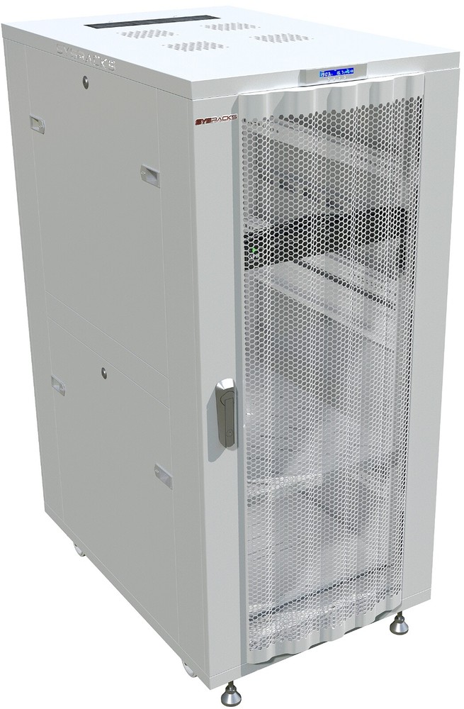 Sysracks 32U 35'' Deep IT Network Data Server Rack Cabinet Gray Mesh Vented Door