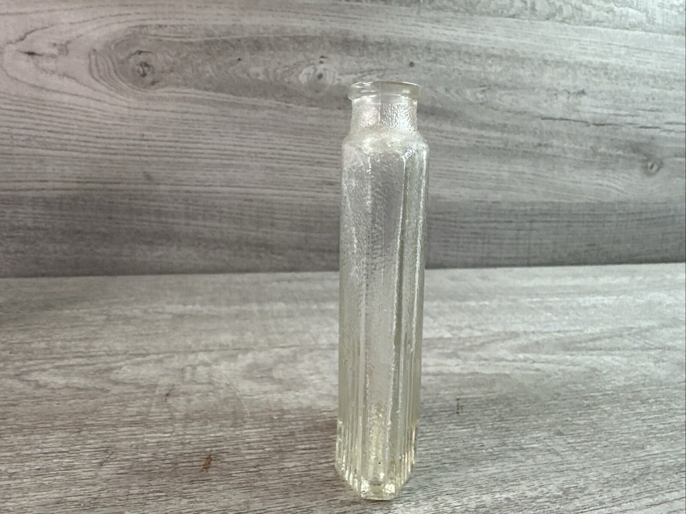 Vintage Elba Mfg Co. Perfume Cologne Clear Embossed Bottle 4.5”