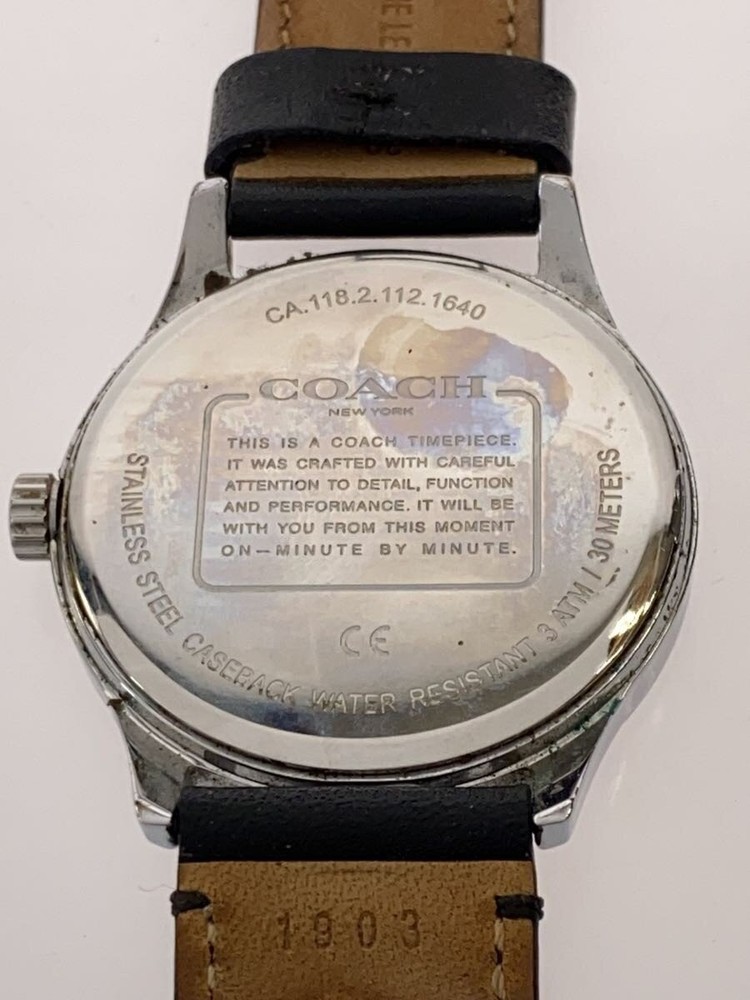 COACH Quartz Watch Analog Leather BLK BLK