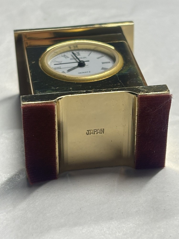 BULOVA Miniature Solid Brass Alarm Clock | Model B0503 2 1/8”