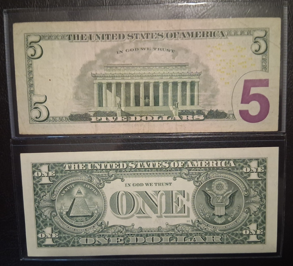 US ONE and FIVE DOLLARS 2006-2017 LOW SERIAL NUMBER VF