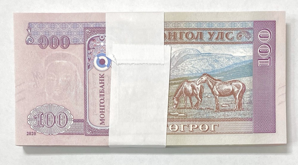 Mongolia 100 Tugrik, 2020, P-73, UNC X 100 PCS Bundle Pack