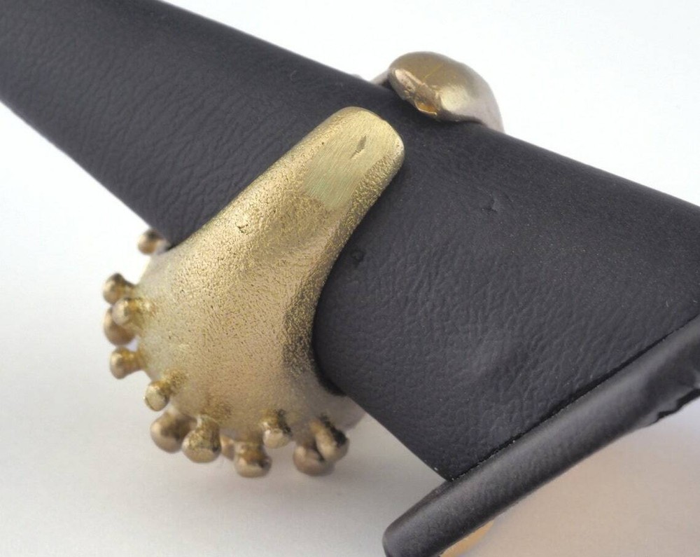 Dotted Ring Adjustable Raw brass (17.5mm 7US inner size ) 2724