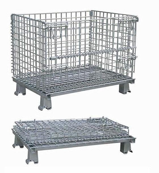 1 Collapsible Stackable Container Wire Mesh Warehouse Shipping Pallet Cage