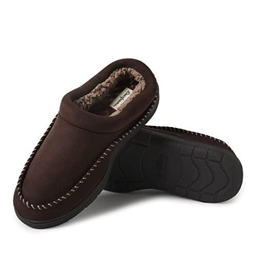 Men's Thompson Microsuede Memory Foam Clog Slipper Large Coffee
